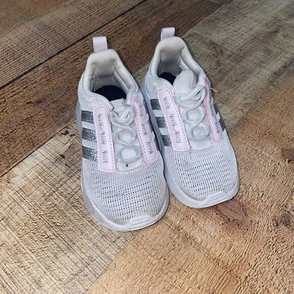 ADIDAS Racer TR21I Cloud White/Almost Pink/Blue Tint GY6739 Toddler shoe 7K - Picture 9 of 10